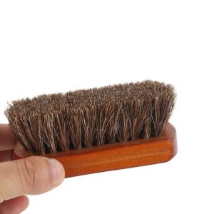 premium wooden shoe brush with soft genuine horsehair bristles for leather shoe polishing and cleaning
