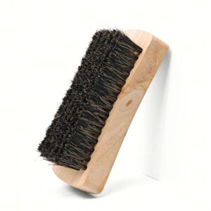 wooden shoe polishing brush with dense nylon and pig bristles for cleaning leather shoes and boots