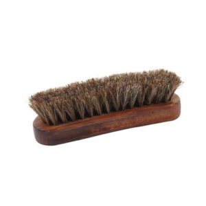 premium wooden shoe polish brush with dense dark horsehair bristles for leather shoe cleaning and polishing