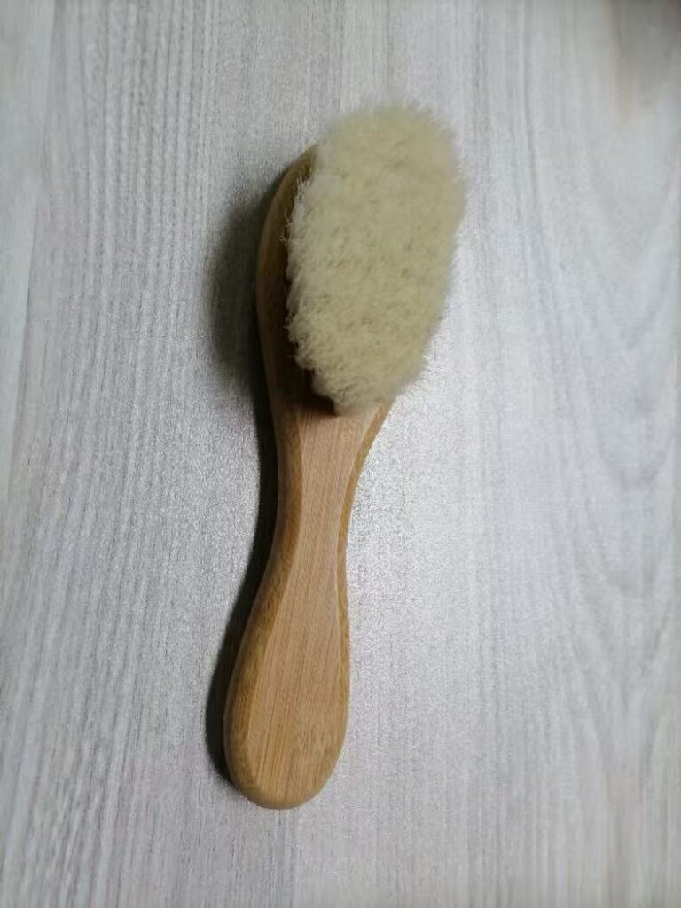 custom wooden wool baby brush