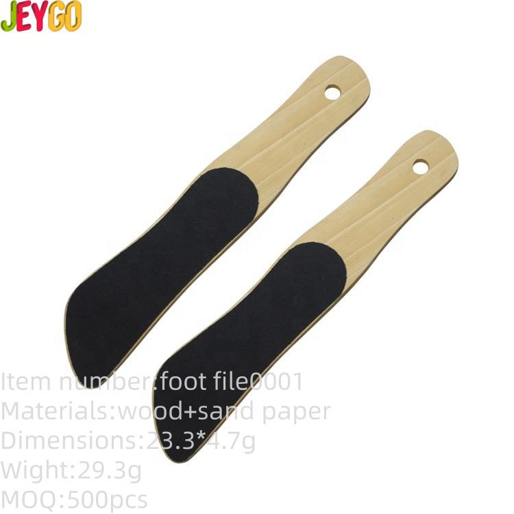 Wood handle foot file with double-sided sanding paper for callus removal, pedicure salon tool, suitable for home use, eco-friendly and durable