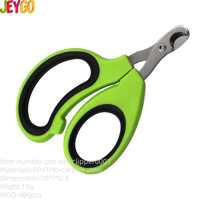 Green-handled stainless steel pet nail clipper for cats and dogs with anti-slip grip, safe and precise trimming tool