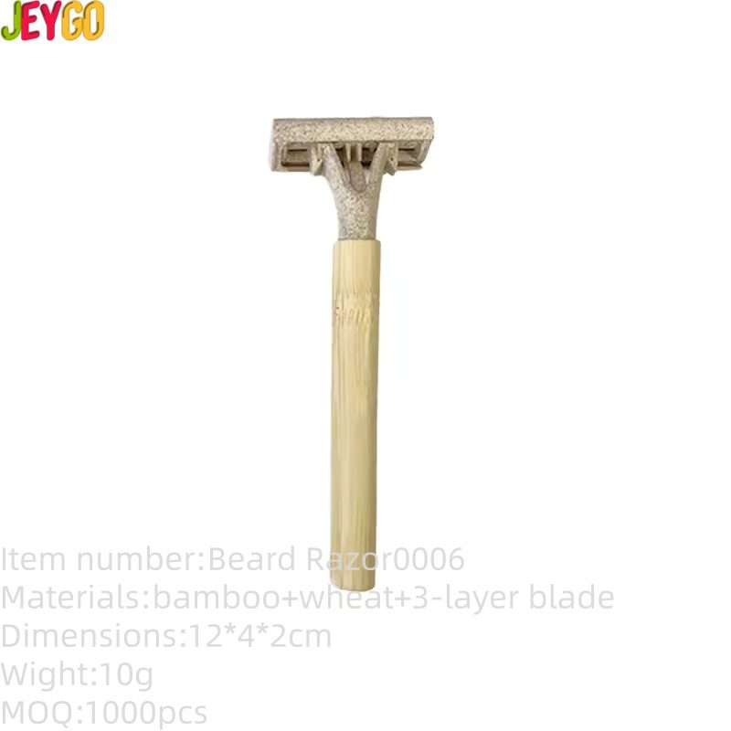 Triple blade razor with natural wooden handle, eco-friendly shaving tool for face grooming, travel shaving razor for daily use