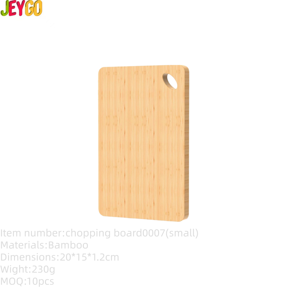 compact rectangular bamboo cutting board with hanging hole for chopping vegetables, fruits, and meat