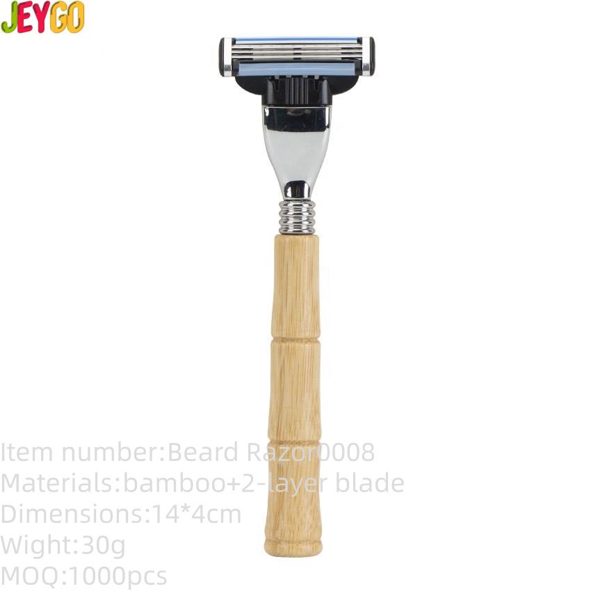 Eco-friendly wooden handle 3-blade shaving razor suitable for face shaving, hotel, and personal use