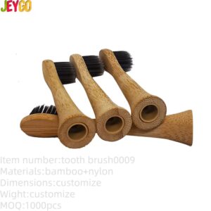 Set of natural bamboo toothbrush replacement heads with boar bristles, suitable for eco-friendly adult oral care and sustainable hygiene