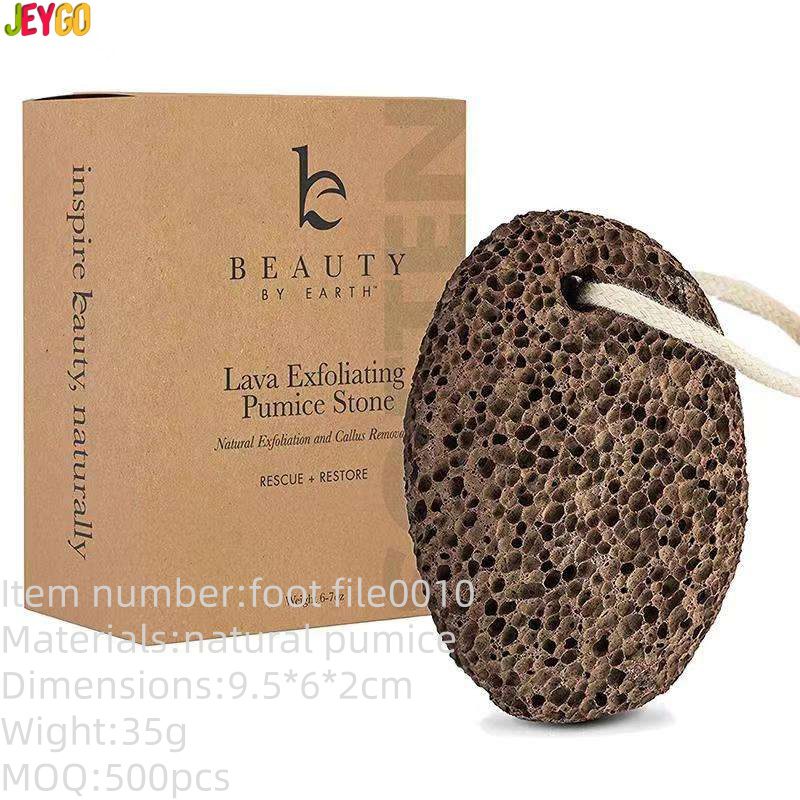 High quality lava pumice stone foot file with natural wood handle, double-sided for removing dead skin and calluses, ideal for home pedicure.
