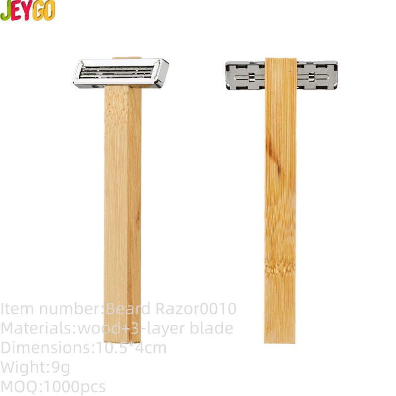 Bamboo handle five-blade disposable manual razor for men, designed for safe face shaving, suitable for wholesale and personal use.