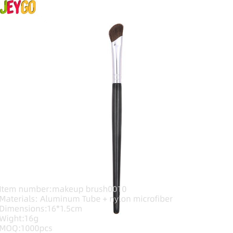 Reusable makeup brush with angled synthetic bristles, black handle, and aluminum ferrule, designed for eyelash application, eyeliner detailing, and precision beauty routines.
