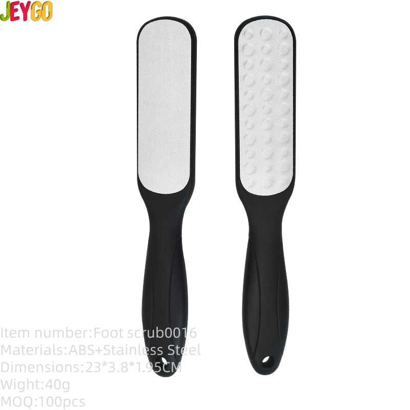 304 stainless steel pedicure rasp foot file with durable ABS handle, designed for wet and dry callus removal and foot care.
