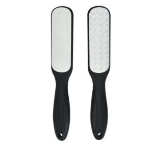 304 stainless steel pedicure rasp foot file with durable ABS handle, designed for wet and dry callus removal and foot care.