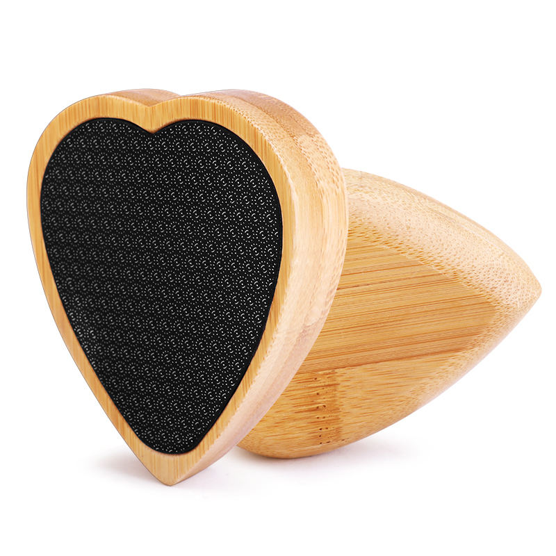 Heart-shaped mini nano glass foot file with wooden handle for removing dead skin and calluses, pedicure tool for home and salon use
