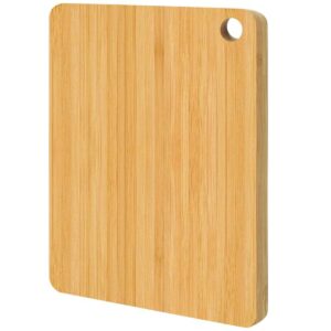 rectangular bamboo cutting board with hanging hole for chopping vegetables, fruits, and meat
