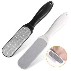 304 stainless steel pedicure rasp foot file with durable ABS handle, designed for wet and dry callus removal and foot care.