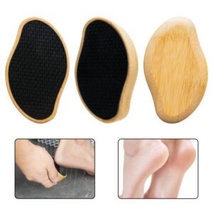 Bezox Nano Glass Foot File for callus removal, double-sided pedicure tool with bamboo handle, effective foot care for home and salon use