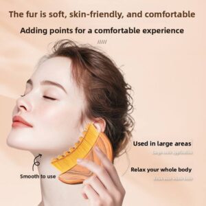 Wooden contour face brush with curved ergonomic shape and dense nano bristles designed for lymphatic drainage massage, facial sculpting, and foundation blending.