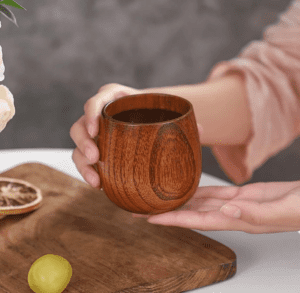 Set of handmade jujube wood cups with smooth natural wood grain, suitable for drinking whiskey, tea, coffee, milk, wine, and other beverages