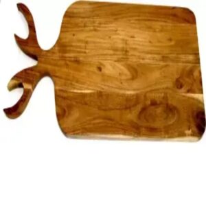 acacia wood serving board with decorative deer antler handle for cheese, charcuterie, sushi, steak and appetizer serving