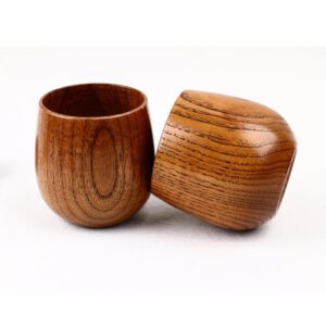 Set of handmade jujube wood cups with smooth natural wood grain, suitable for drinking whiskey, tea, coffee, milk, wine, and other beverages