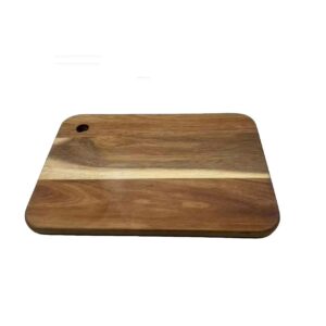 Two acacia wood cutting boards with hanging holes, ideal for chopping, slicing, and kitchen prep, suitable for home kitchens and commercial use