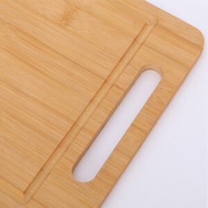 rectangular bamboo cutting board with integrated handle slot and juice groove for kitchen chopping tasks