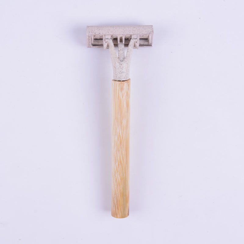 Triple blade razor with natural wooden handle, eco-friendly shaving tool for face grooming, travel shaving razor for daily use