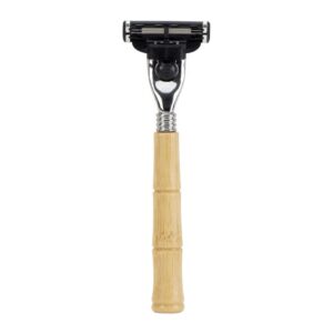 Eco-friendly wooden handle 3-blade shaving razor suitable for face shaving, hotel, and personal use
