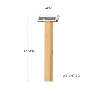 Bamboo handle five-blade disposable manual razor for men, designed for safe face shaving, suitable for wholesale and personal use.