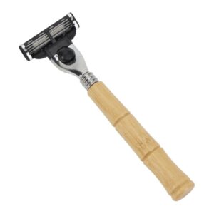 Eco-friendly wooden handle 3-blade shaving razor suitable for face shaving, hotel, and personal use