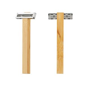Bamboo handle five-blade disposable manual razor for men, designed for safe face shaving, suitable for wholesale and personal use.