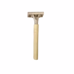 Triple blade razor with natural wooden handle, eco-friendly shaving tool for face grooming, travel shaving razor for daily use