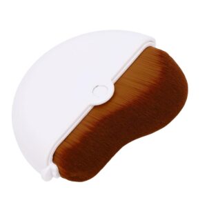 Compact rotating foundation brush with protective cap, featuring dense wavy synthetic bristles for smooth liquid foundation, cream makeup, and face blending application.