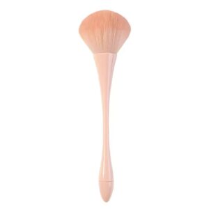 Rose gold handle makeup brush with ultra-soft synthetic bristles, suitable for nail dust removal, blush application, foundation blending, and professional beauty treatments.