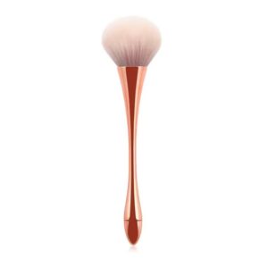 Rose gold handle makeup brush with ultra-soft synthetic bristles, suitable for nail dust removal, blush application, foundation blending, and professional beauty treatments.