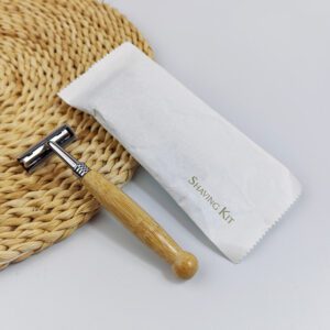 Eco-friendly bamboo-handled razor with stainless steel double-layer blade for precise body and face shaving