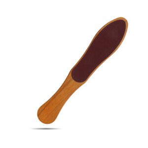 Double-sided wooden foot file with sanding surface for removing dead skin and calluses, portable pedicure tool with ergonomic wood handle
