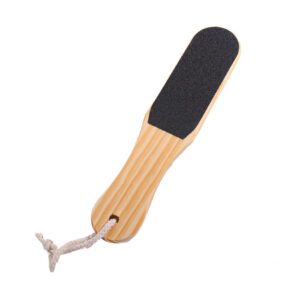 Wooden double-sided foot file with sandpaper surface for pedicure and callus removal
