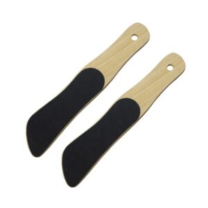 Wood handle foot file with double-sided sanding paper for callus removal, pedicure salon tool, suitable for home use, eco-friendly and durable