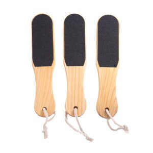 Wooden double-sided foot file with sandpaper surface for pedicure and callus removal