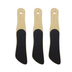 Wood handle foot file with double-sided sanding paper for callus removal, pedicure salon tool, suitable for home use, eco-friendly and durable