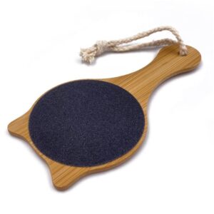Washable wooden foot file with double-sided abrasive surface for exfoliating hard skin, calluses, and cracked heels