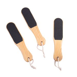 Wooden double-sided foot file with sandpaper surface for pedicure and callus removal