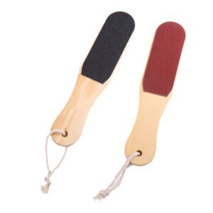 Wooden double-sided foot file with sandpaper surface for pedicure and callus removal