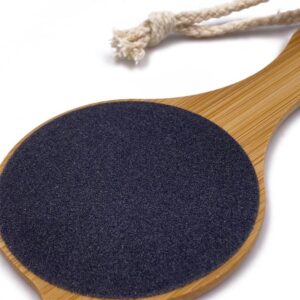 Washable wooden foot file with double-sided abrasive surface for exfoliating hard skin, calluses, and cracked heels