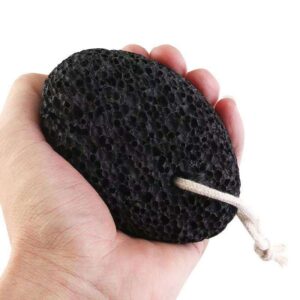 High quality lava pumice stone foot file with natural wood handle, double-sided for removing dead skin and calluses, ideal for home pedicure.