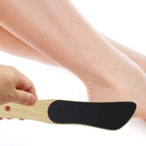 Wood handle foot file with double-sided sanding paper for callus removal, pedicure salon tool, suitable for home use, eco-friendly and durable