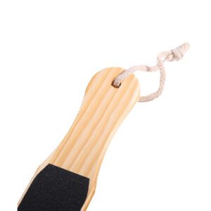 Wooden double-sided foot file with sandpaper surface for pedicure and callus removal