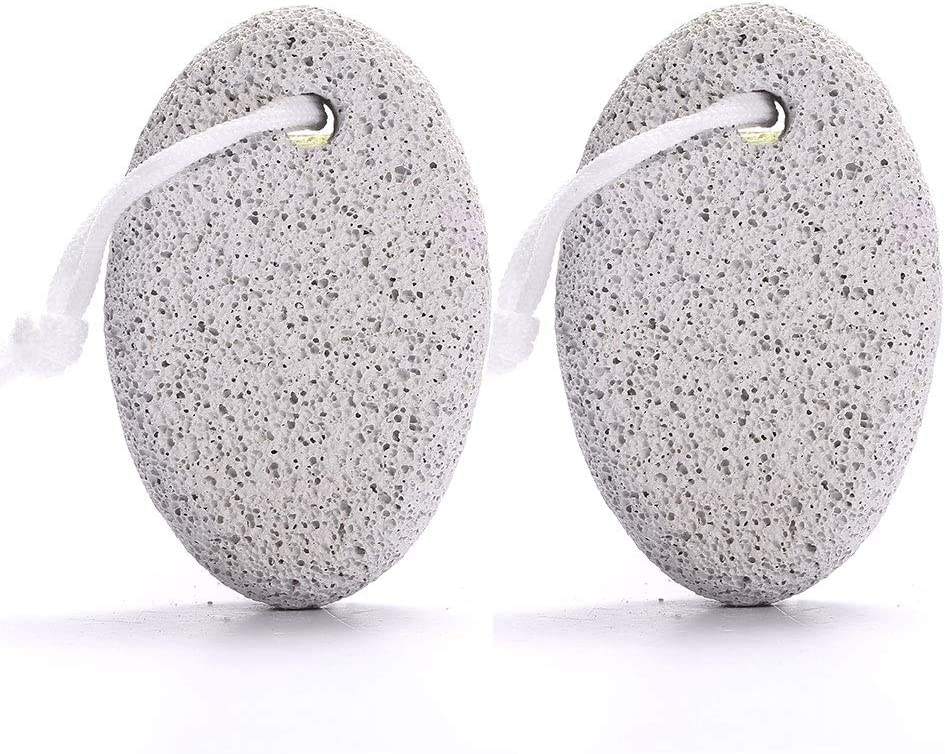 Colored natural lava pumice stone foot exfoliator with hanging rope, designed to remove dead skin, smooth rough heels, and support regular pedicure care.
