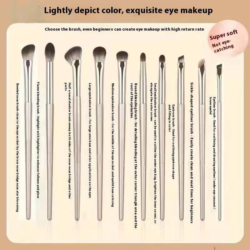 Professional 15-piece makeup brush set featuring 13 eye shadow brushes, blending brushes, angled eyeliner brushes, and detail brushes with soft synthetic bristles for precise eye makeup application.