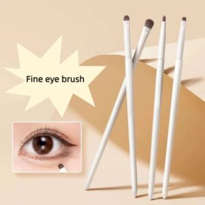 White makeup brush set with vegan synthetic bristles, including foundation, blending, eyeshadow, detail, and angled makeup brushes for precise cosmetic application and professional beauty routines.